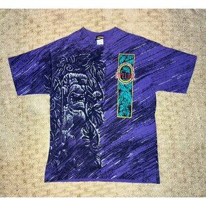 Vintage 90s Pipeline Push The Limits Tiki Surfing All Over AOP T-Shirt Large